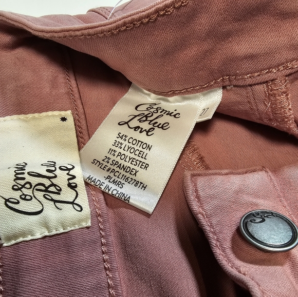 Cosmic Blue Love Cargo Pants Jeans Women Size 27 Plum Rose Comfort Stretch - Picture 9 of 11